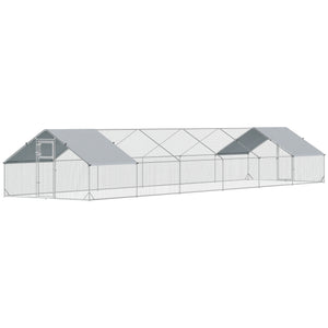 9.8' x 19.7' x 6.6' Chicken Coop Cage, Outdoor Hen House w/Cover & Lockable Door