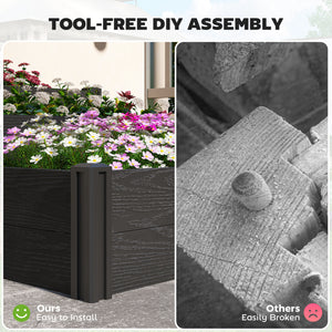 Vinyl Raised Garden Bed Kit, 3-Tier Elevated Garden Box with Open Bottom, DIY Assembly, Outdoor Raised Planter Box