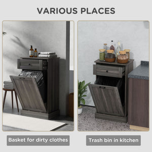 Kitchen Tilt Out Trash Bin Cabinet, Free Standing Recycling Cabinet, Trash Can Holder with Drawer, White – view 26