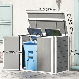 41 Cu. Ft. Outdoor Storage Shed, Outdoor Horizontal Trash Can Storage with Chain Lid, Lockable Storage Box – view 2