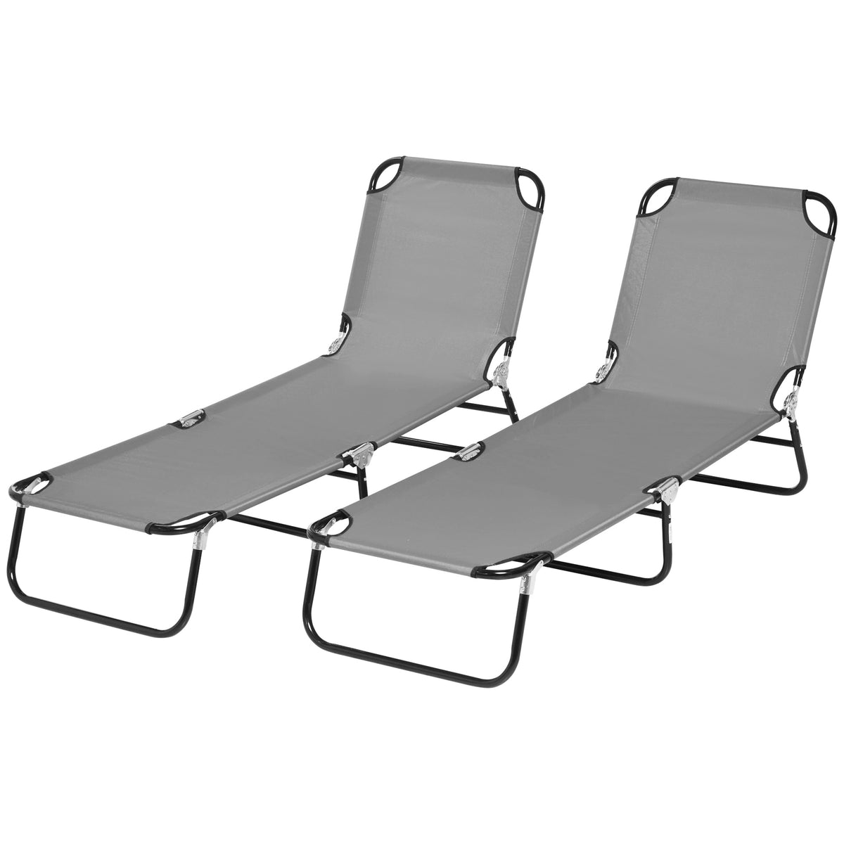 Set of 2 Folding Outdoor Lounge Chair, Sun Tanning Chairs with Reclining Back – view 15