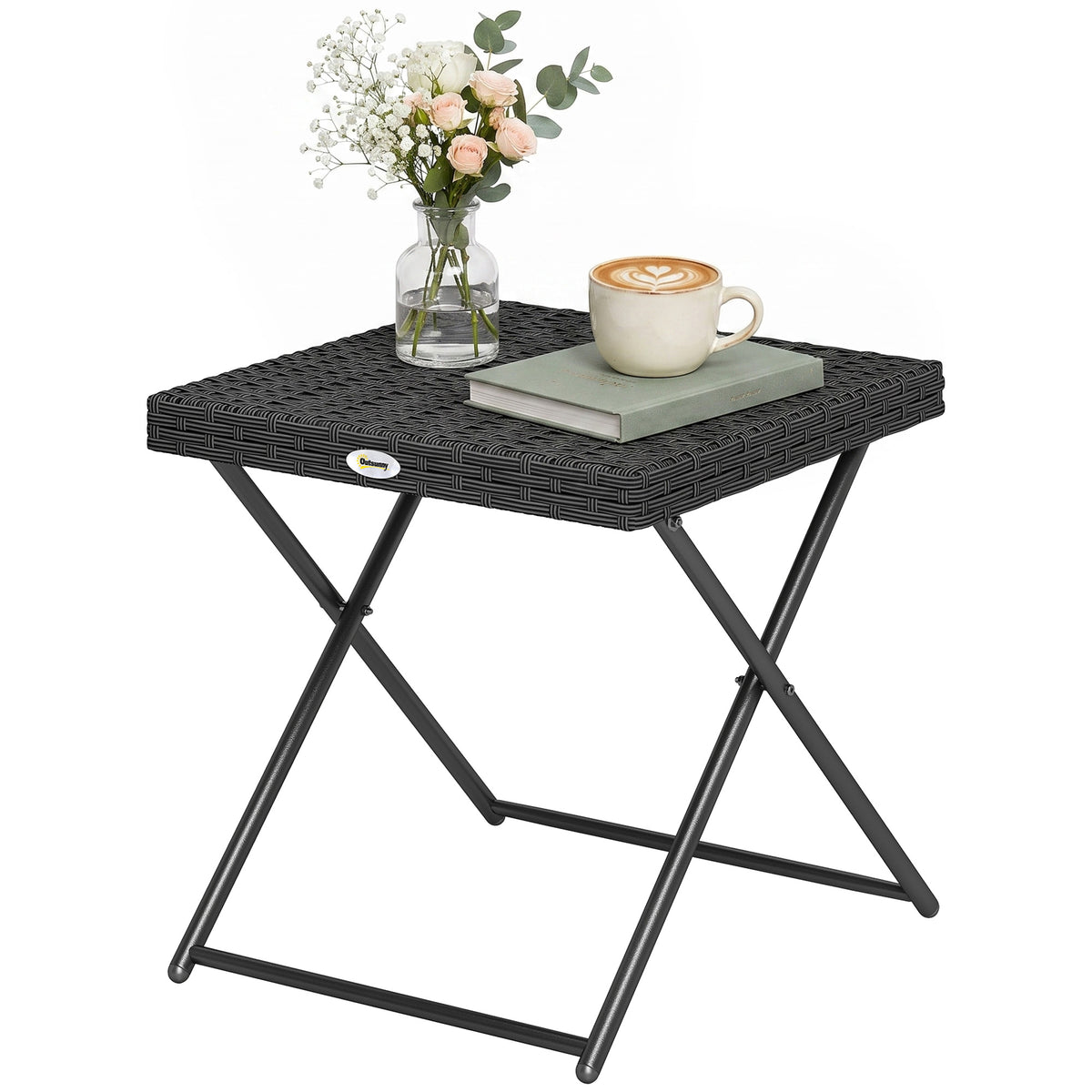 Rattan Coffee Table Folding Patio Outdoor Side Table Wicker for Balcony, Porch, Poolside – view 8