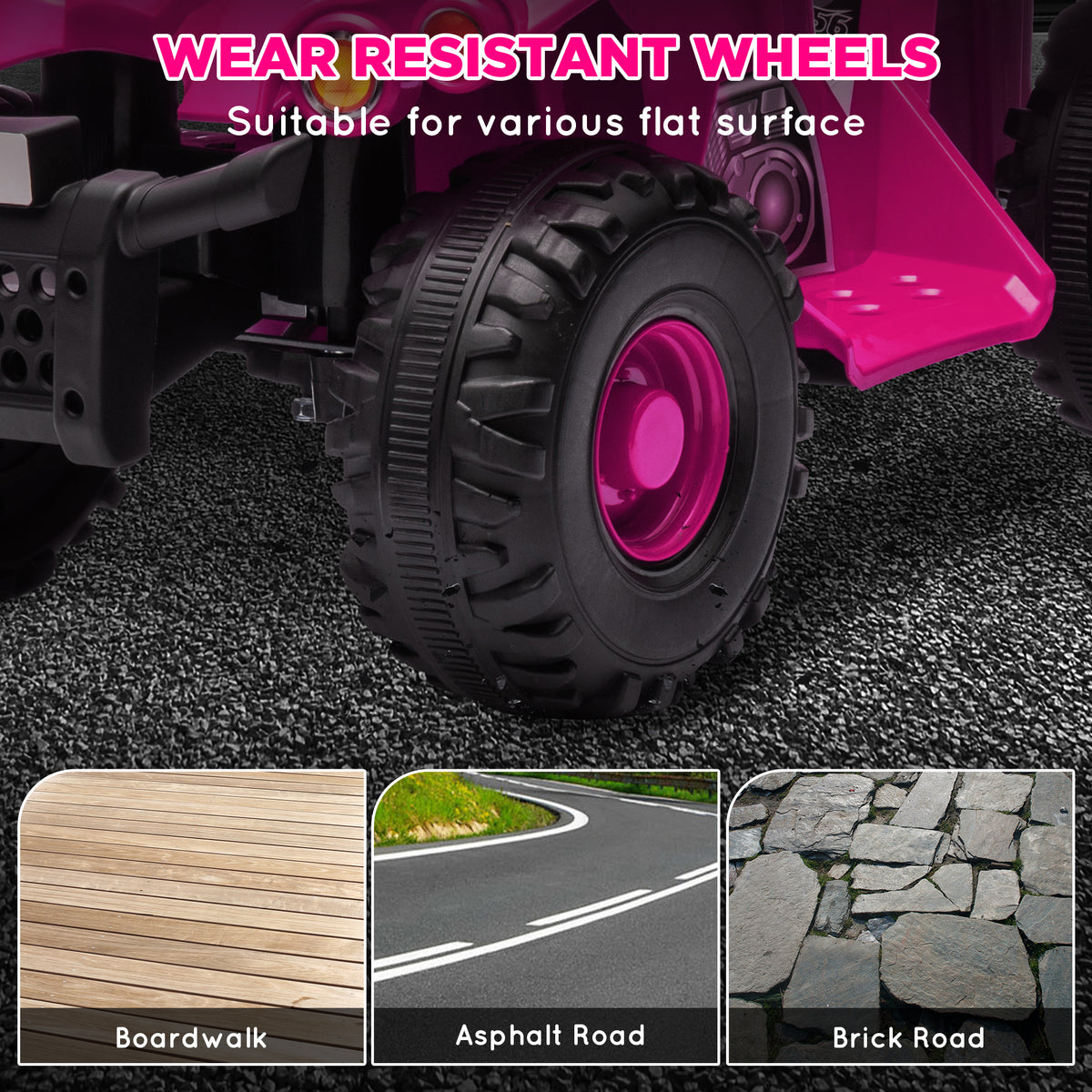 Qaba 6V Kids ATV Quad w/ Music, Forward, for 2-6 Years, Pink