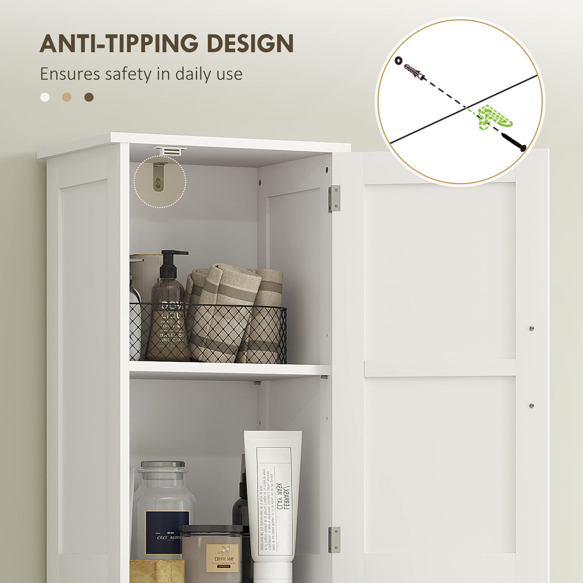 67" Tall Bathroom Cabinet, Narrow Bathroom Storage Cabinet with Drawer, Barn Doors and Adjustable Shelves – view 20