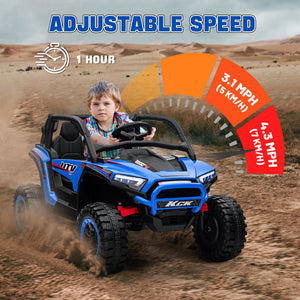 Qaba 2 Seater 24V 7AH Ride on Truck, Electric Car for Kids w/ Spring Suspension, Remote Lights, Horn, Music