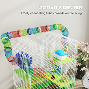 18.5" Hamster Cage, 5 Tiers Small Animal House with Tunnel Tube System, Exercise Wheel, Water Bottle, Blue – view 13