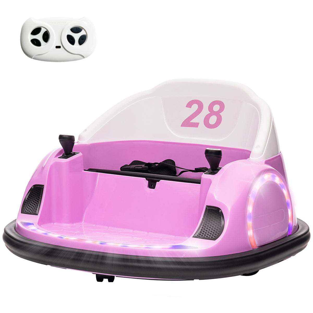 Qaba 12V Bumper Car for Toddlers, Ride On Car with 360 Degree Remote Control, Lights Music Horn, for 1.5-5 Years