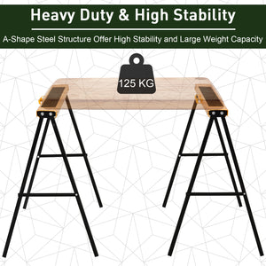 2PCS Saw Horse Twin Pack Folding Workbench Metal Trestle Stands with Non-slip EVA Surface Orange