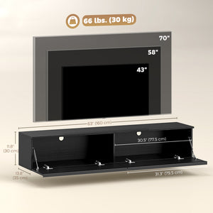 Wall Mounted TV Stand, Floating TV Cabinet with Storage, for TVs up to 70", High Gloss Effect – view 9