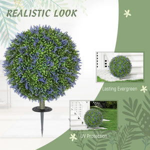 Artificial Plants Faux Lavender Set of 2, UV Protected Fake Plants with Ground Stakes for Indoor Outdoor Decor, Purple