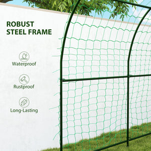Garden Arch Trellis for Climbing Plants Outdoor, 7.1FT Tall Cucumber Trellis with Climbing Net for Backyard, Lawn