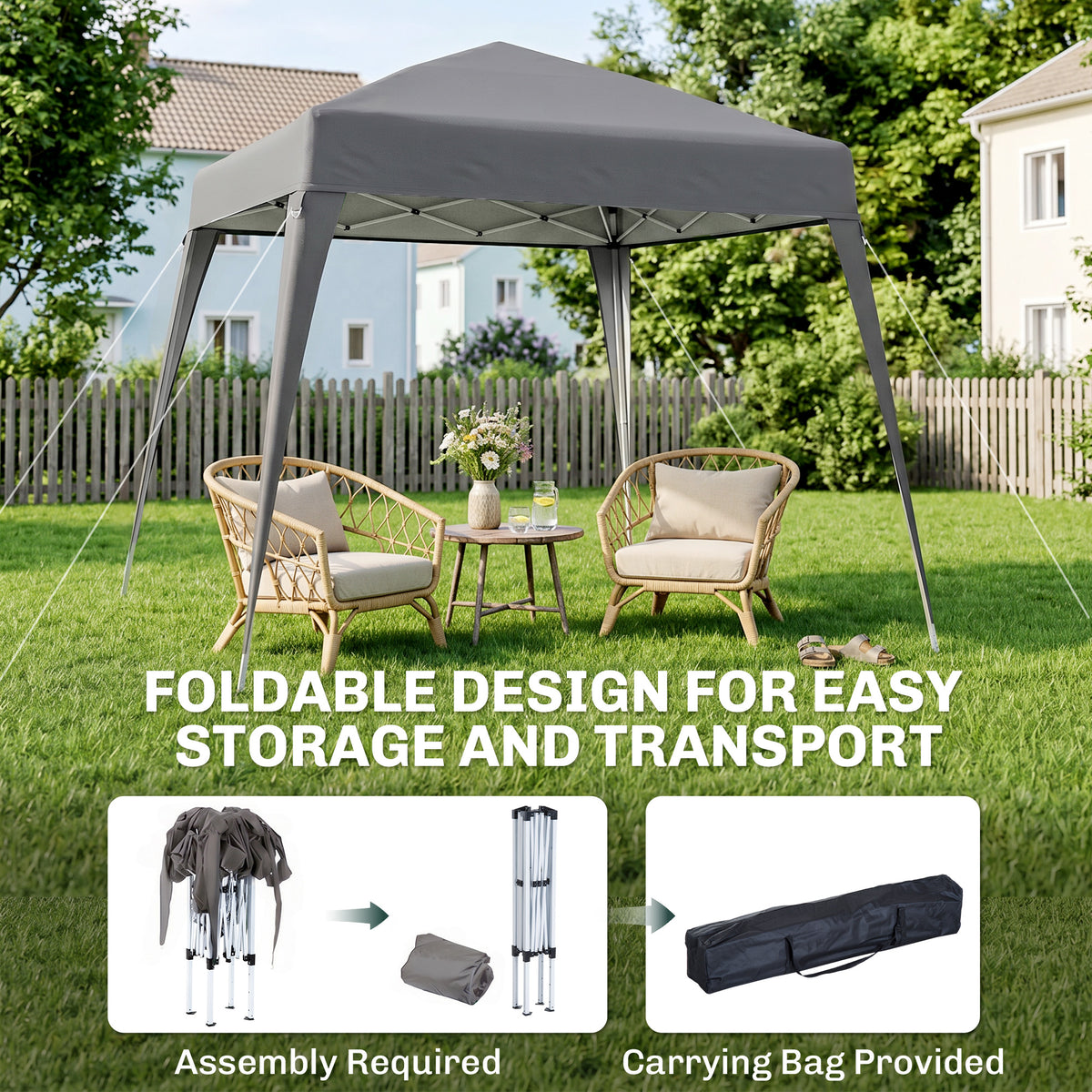 8' x 8' Pop Up Canopy, Outdoor Folding Tent, Portable Party Tent with Carrying Bag for Camping, Party – view 18