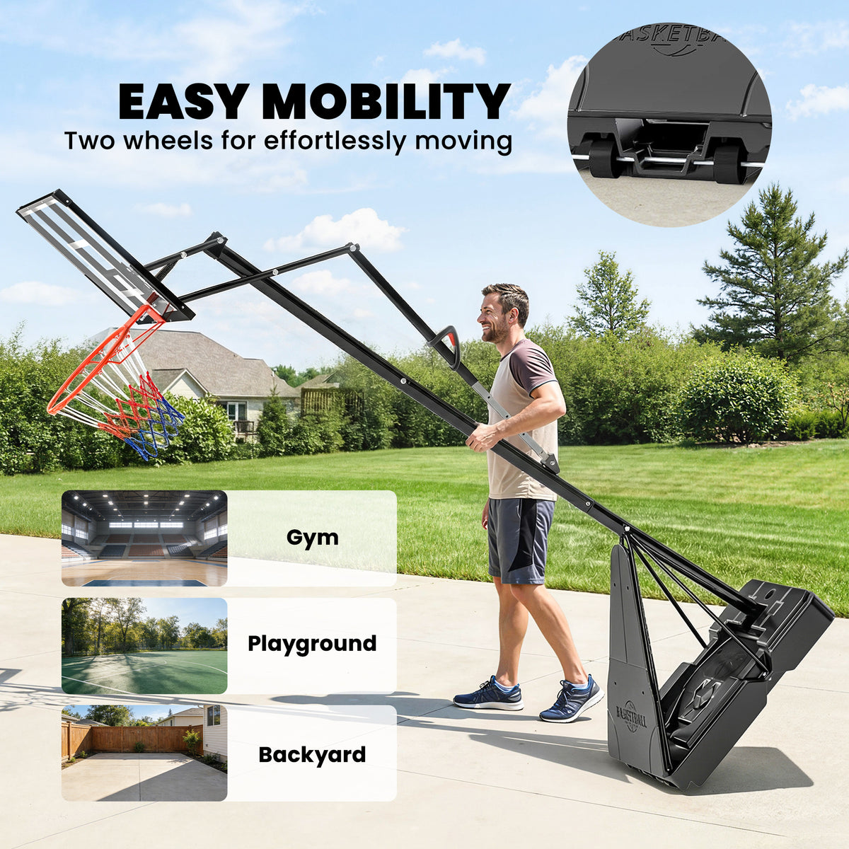 Soozier Portable Basketball Hoop Height Adjustable 8-10 Ft with 47" Shatterproof Backboard, Shock Absorbent Rim, Fillable Base