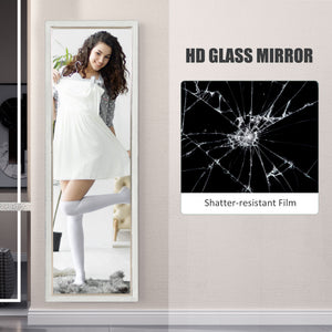 Floor Standing Mirror, Full Body Mirror, Free Standing, Leaning or Wall Mirror with Frame for Bedroom, White
