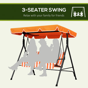 3-Seater Outdoor Porch Swing with Adjustable Canopy, Patio Swing Chair for Garden, Poolside, Backyard, Green and White