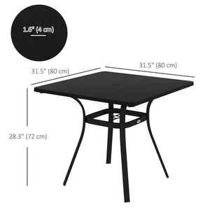 Rectangle Patio Dining Table for 4 People with Steel Legs, Metal Tabletop for Garden, Backyard, Lawn, Balcony, Black