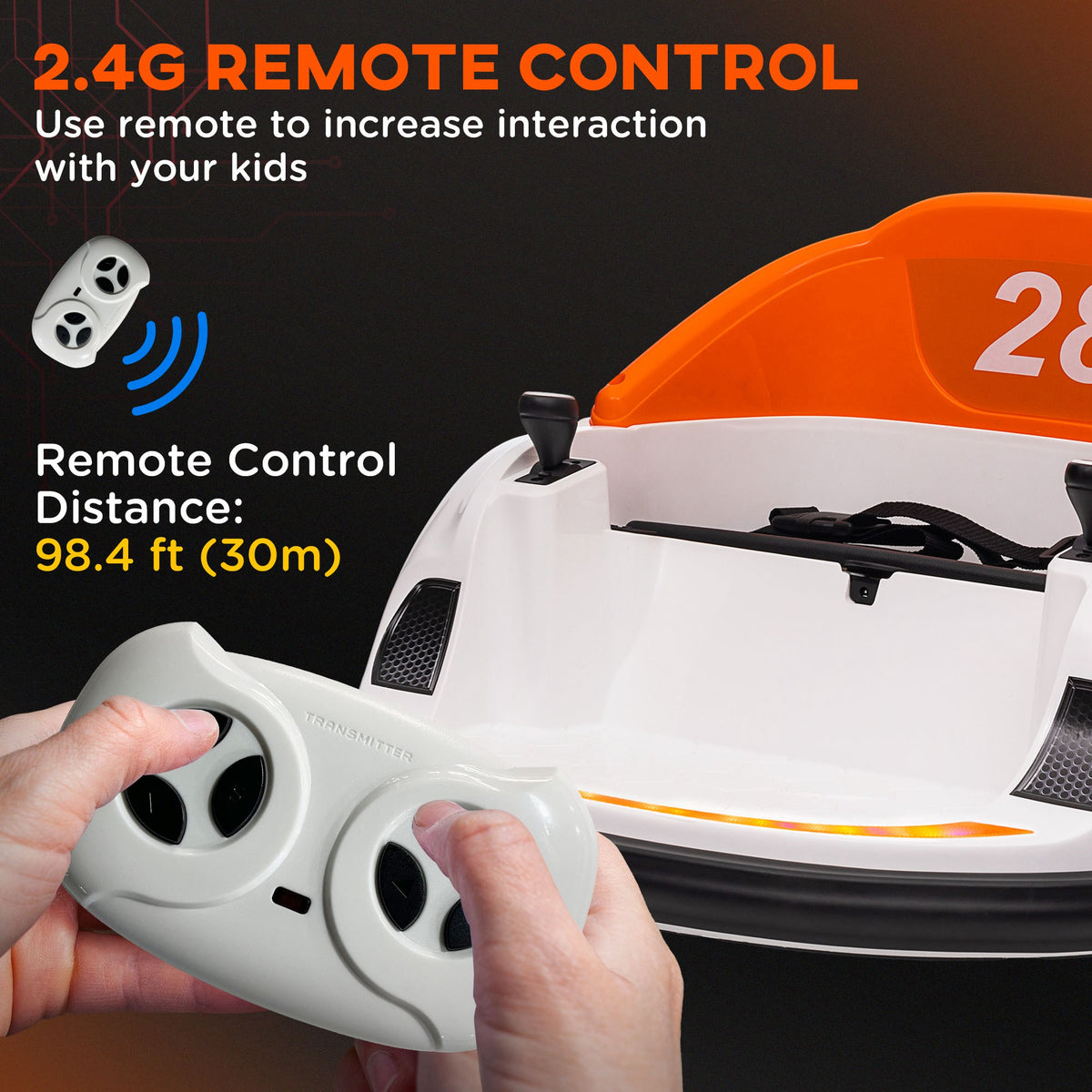 Qaba 12V Bumper Car for Toddlers, Ride On Car with 360 Degree Remote Control, Lights Music Horn, for 1.5-5 Years