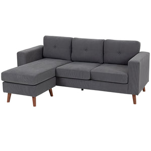 Sectional Sofa with Changeable Chaise Lounge, 3 Seat L-Shaped Small Space Sofa