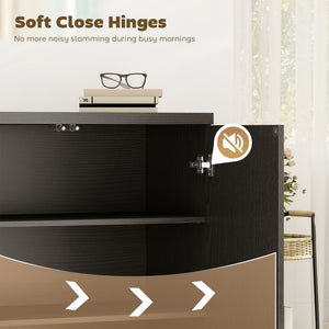 Sideboard Buffet Cabinet, 30.7" Kitchen Cabinet with Soft-Close Door and Adjustable Shelves, Distressed Black Grey