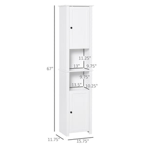 Tall Medicine Cabinet, Freestanding Bathroom Storage Cabinet with Shelves and 2 Cupboards – view 2
