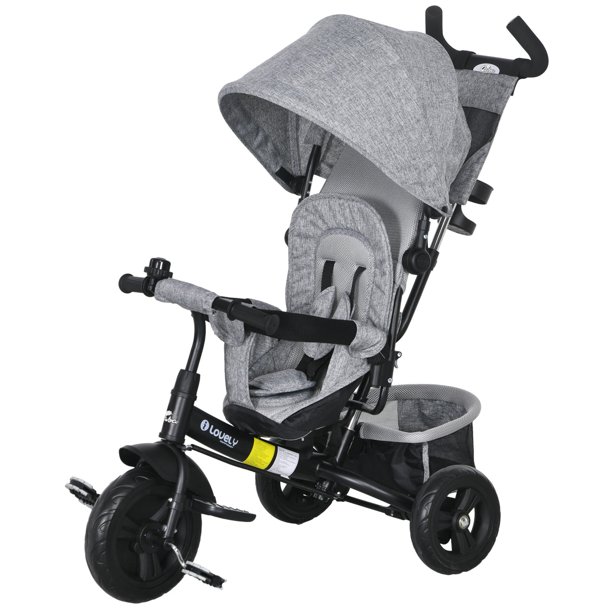 Qaba 6 in 1 Tricycle for Toddler 1-5 Years with Parent-Push Handle, Dark