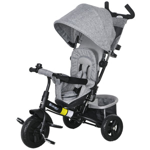 Qaba 6 in 1 Tricycle for Toddler 1-5 Years with Parent-Push Handle, Dark
