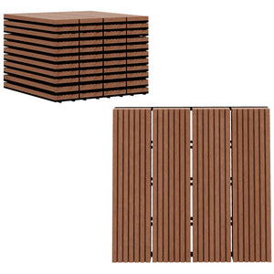 11 Pcs Plastic Interlocking Deck Tiles, 12" x 12" Non-slip Flooring Tiles for Indoor Outdoor Patio Balcony, Light Brown