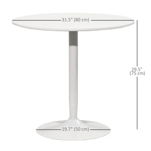 Modern Kitchen Table for 2 People, Round Dining Table with Steel Base for Living Room, Dining Room, White