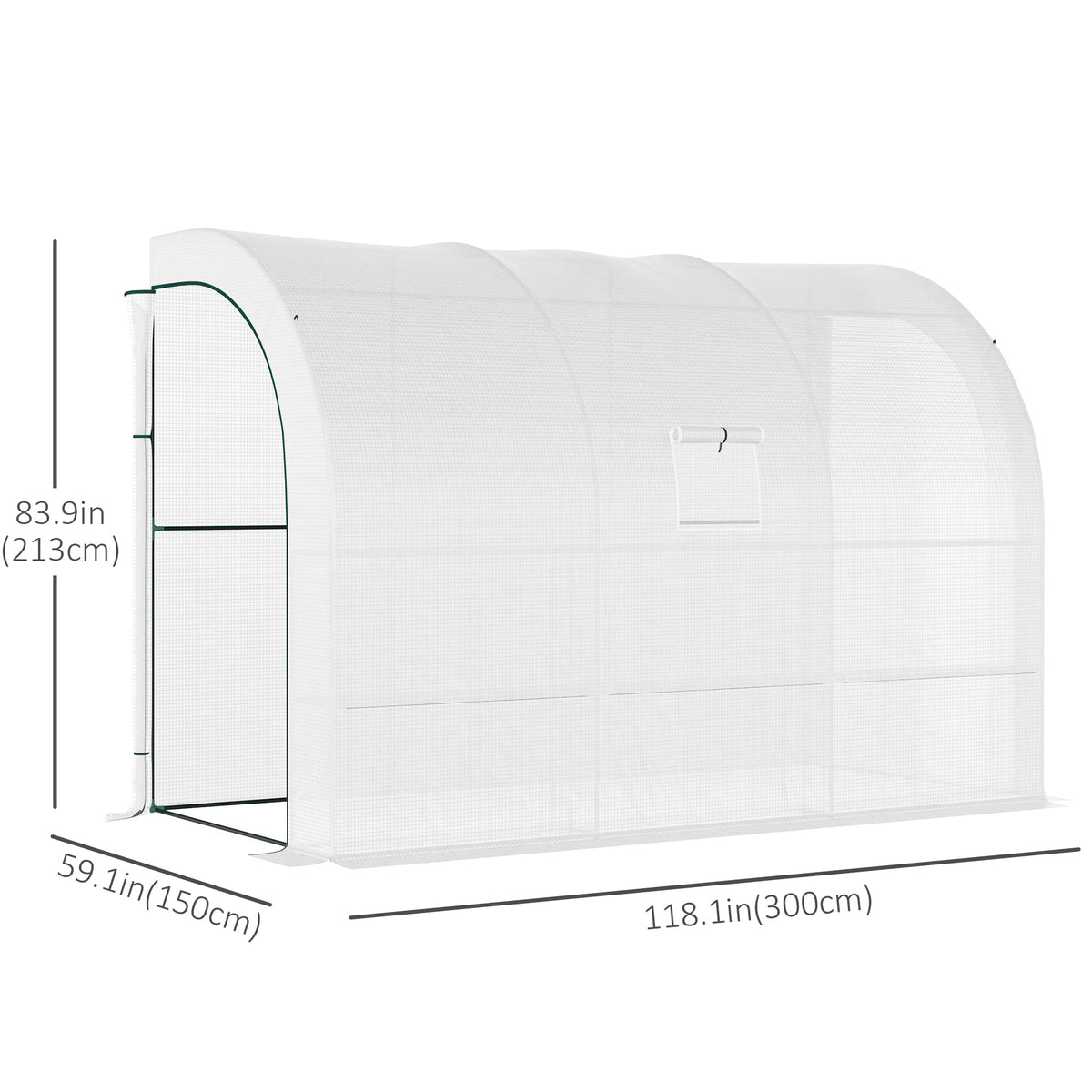 Lean-to Greenhouse Outdoor Gardening Green House with Windows and 2 Zipper Doors, 10' x 5' x 7', White