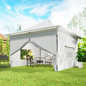 12 x 12 ft Pop Up Canopy Tent with Peak Top, UPF50+ 420D Outdoor Instant Canopy Shelter with Side Pockets, Silver