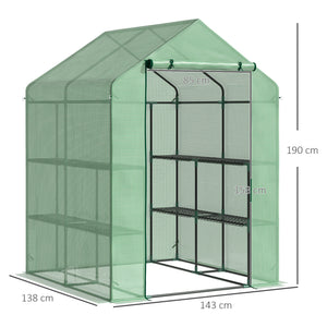 56" x 54" x 74" Walk-in Greenhouse Portable Garden Flower Seed Warm House with 8 Shelves, Outdoor Plant Growth Hot House, PE Cover, Green