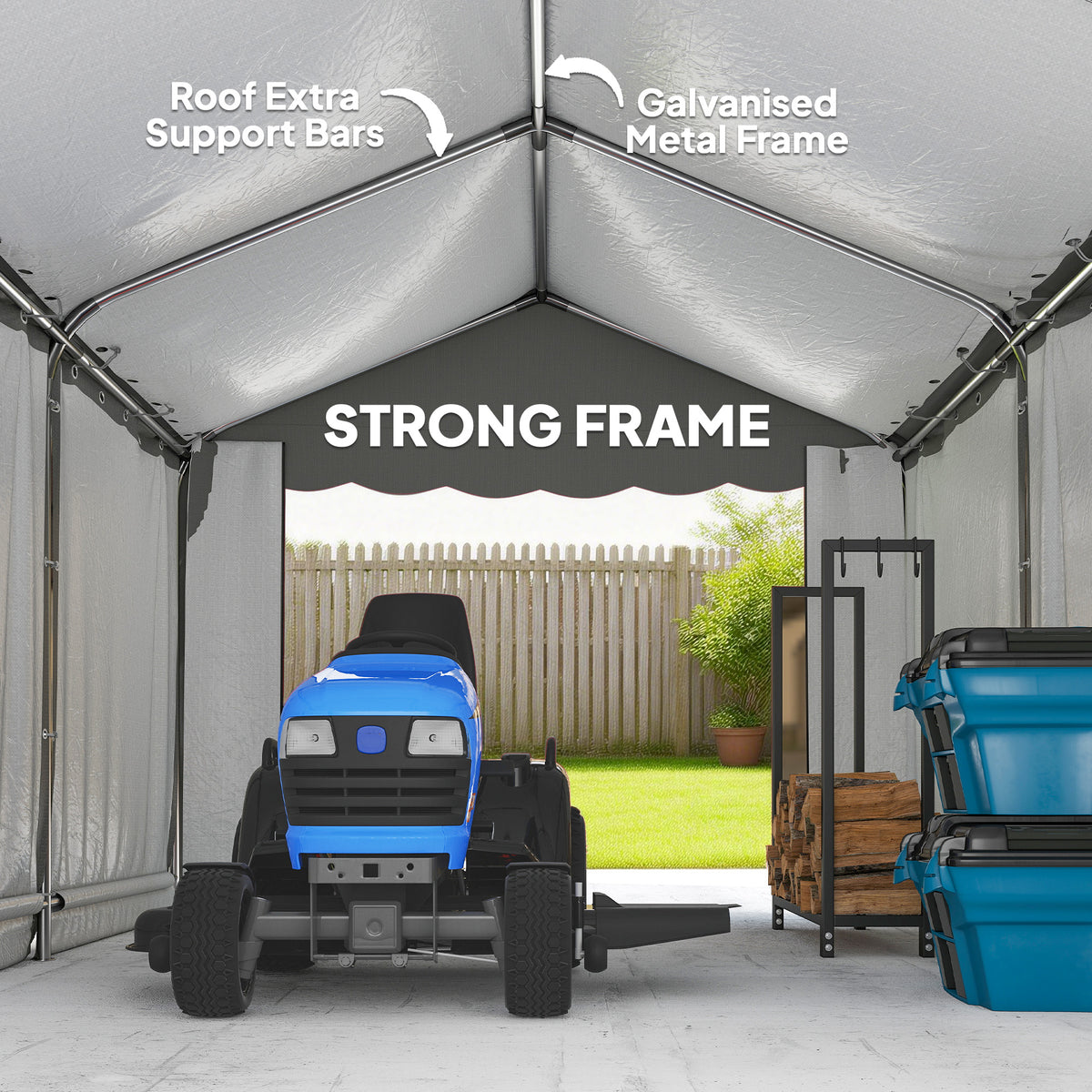 20' x 10' Portable Shed, Outdoor Storage Shed Tent with Roll-up Zipper Door and Removable Sidewalls – view 11