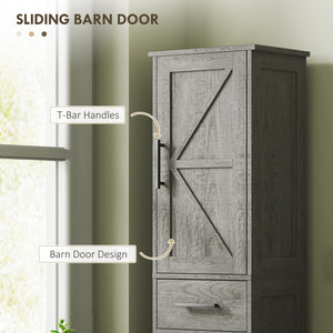 67" Tall Bathroom Cabinet, Narrow Bathroom Storage Cabinet with Drawer, Barn Doors and Adjustable Shelves – view 10