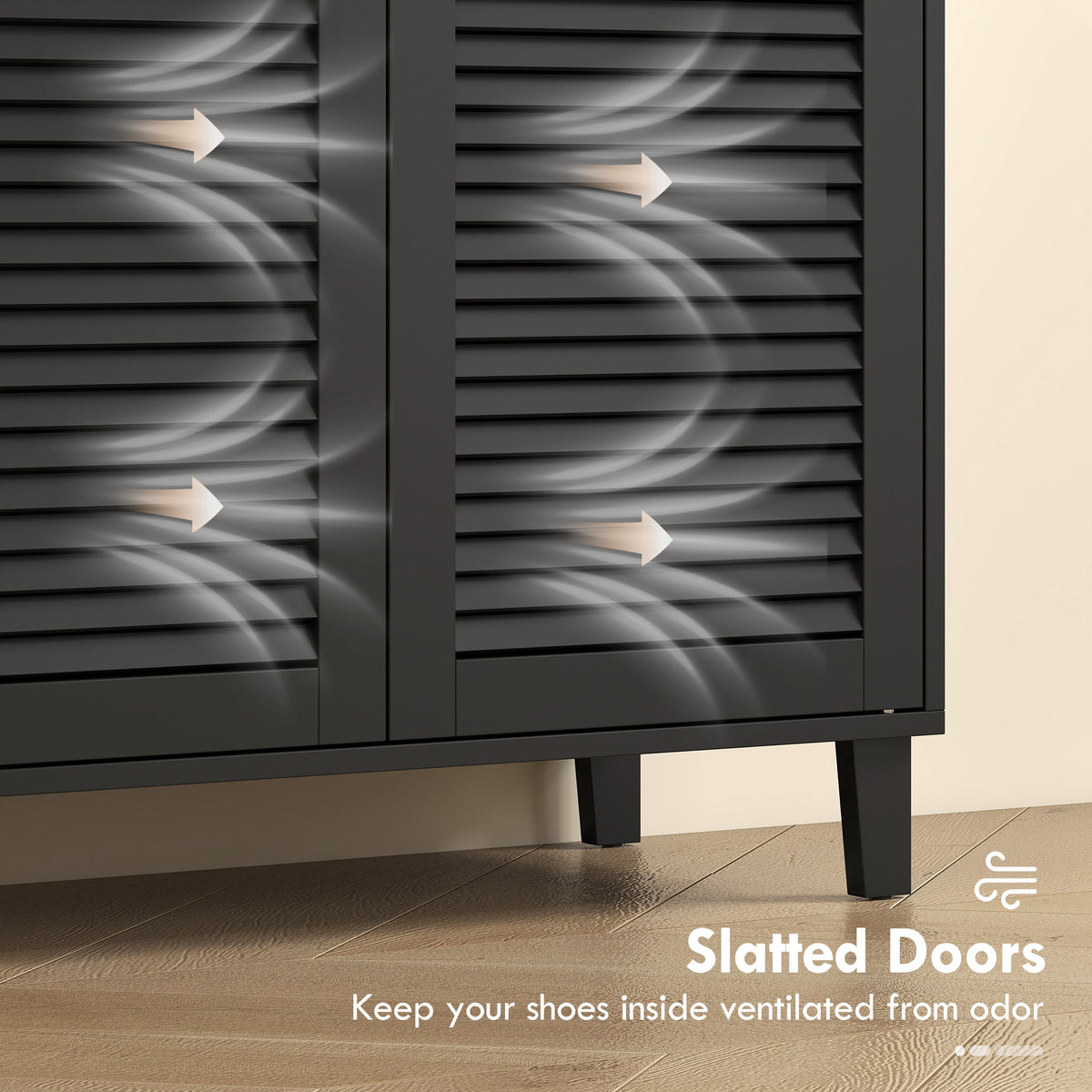 Shoe Cabinet with Adjustable Shelves Shoe Storage Cabinet with 2 Doors for Entryway Hallway Black