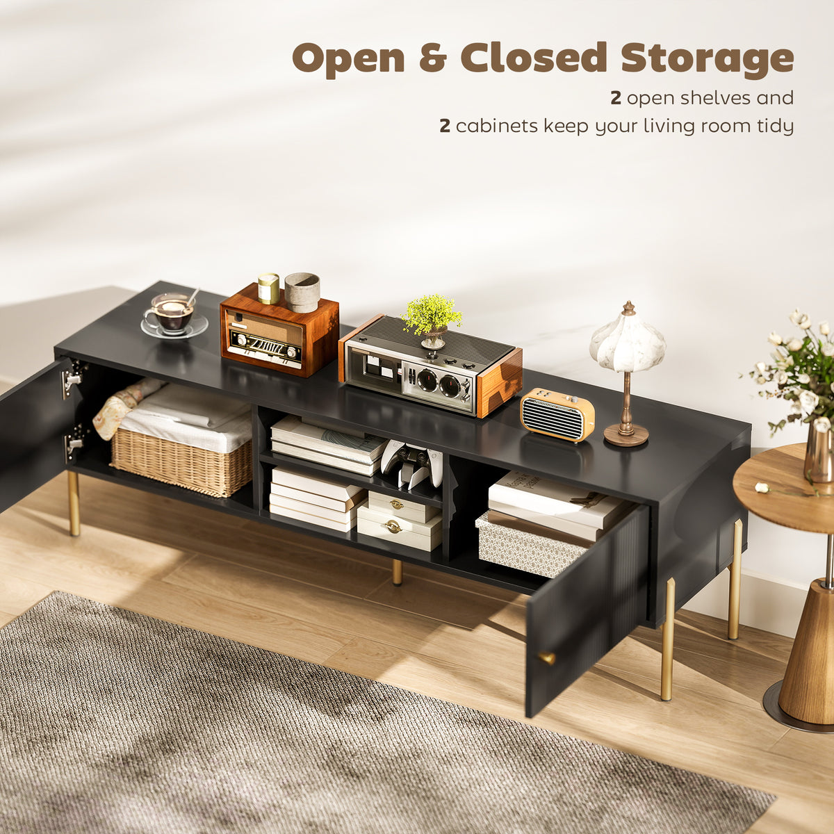 TV Stand for TVs up to 65", Entertainment Center with 2 Open Shelves – view 4