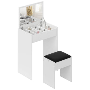Modern Vanity Set with Makeup Table and Cushioned Stool