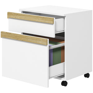 Mobile Filing Cabinet with 2 Drawers, Office Storage Cabinet with 5 Wheels, Black Wood Grain