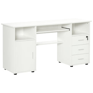57" Computer Desk with Drawers, Home Office Desk with Keyboard Tray, Open Shelves and Lockable Drawer – view 8