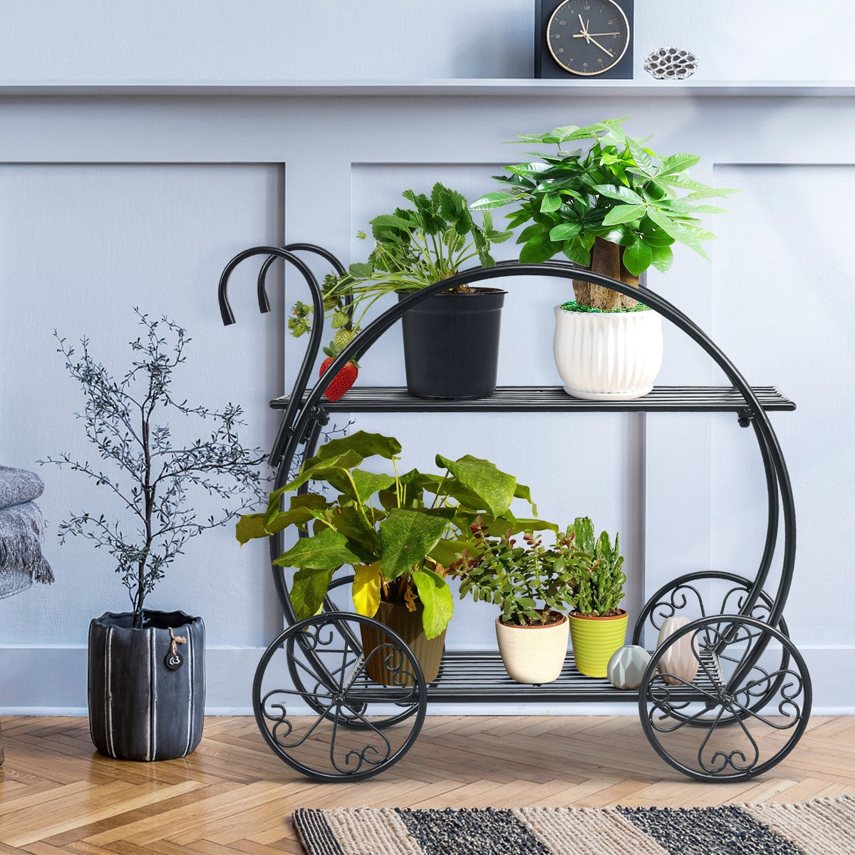 Heavy Duty Metal Flower Cart Plant Stand view 2