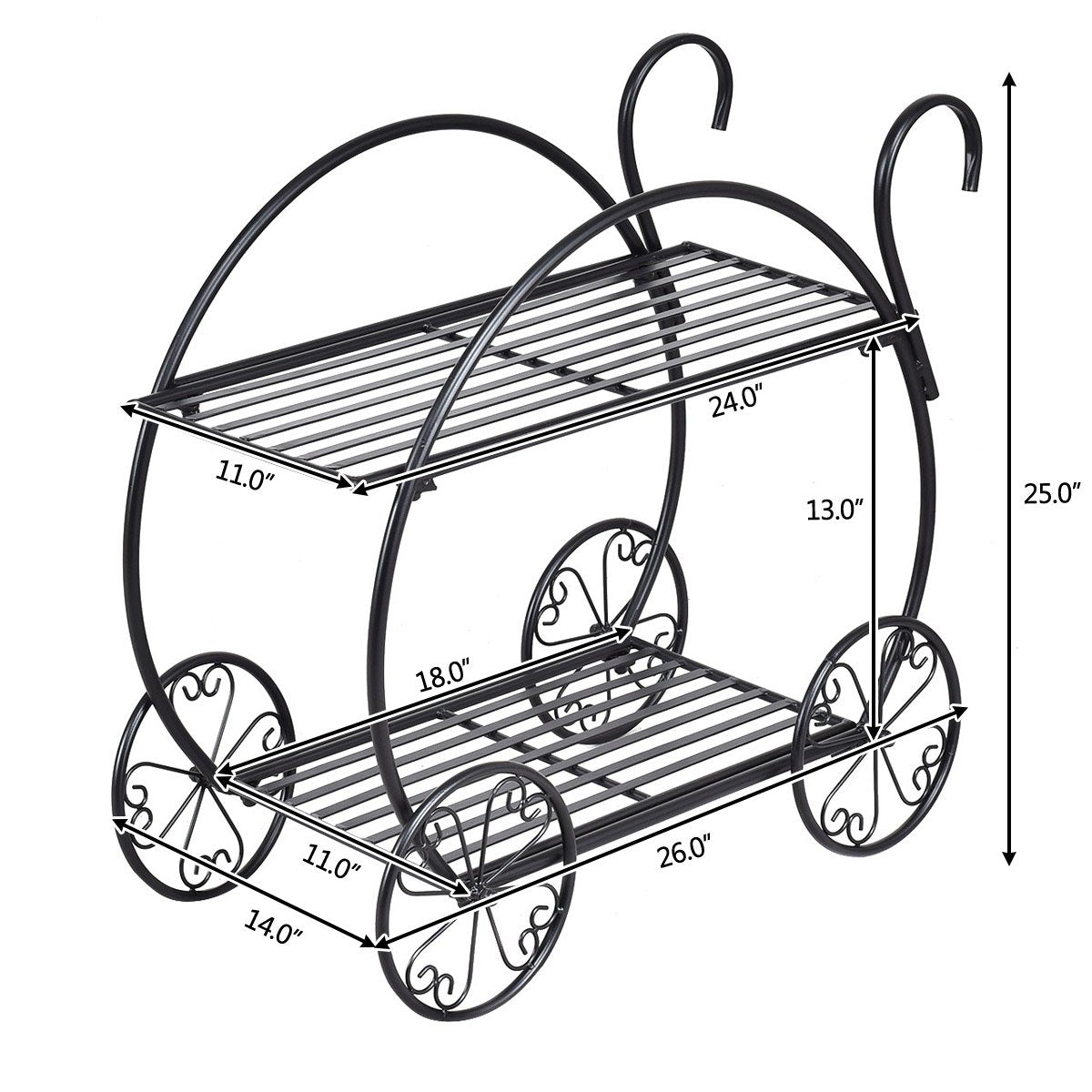 Heavy Duty Metal Flower Cart Plant Stand view 4