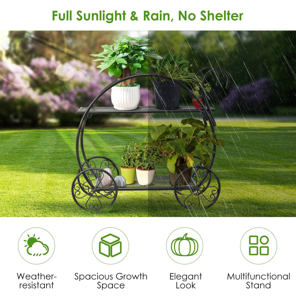 Heavy Duty Metal Flower Cart Plant Stand view 8