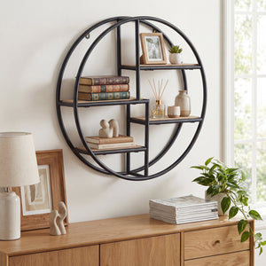 Decorative Circular Metal Wall Mounted Shelf for Display view 2