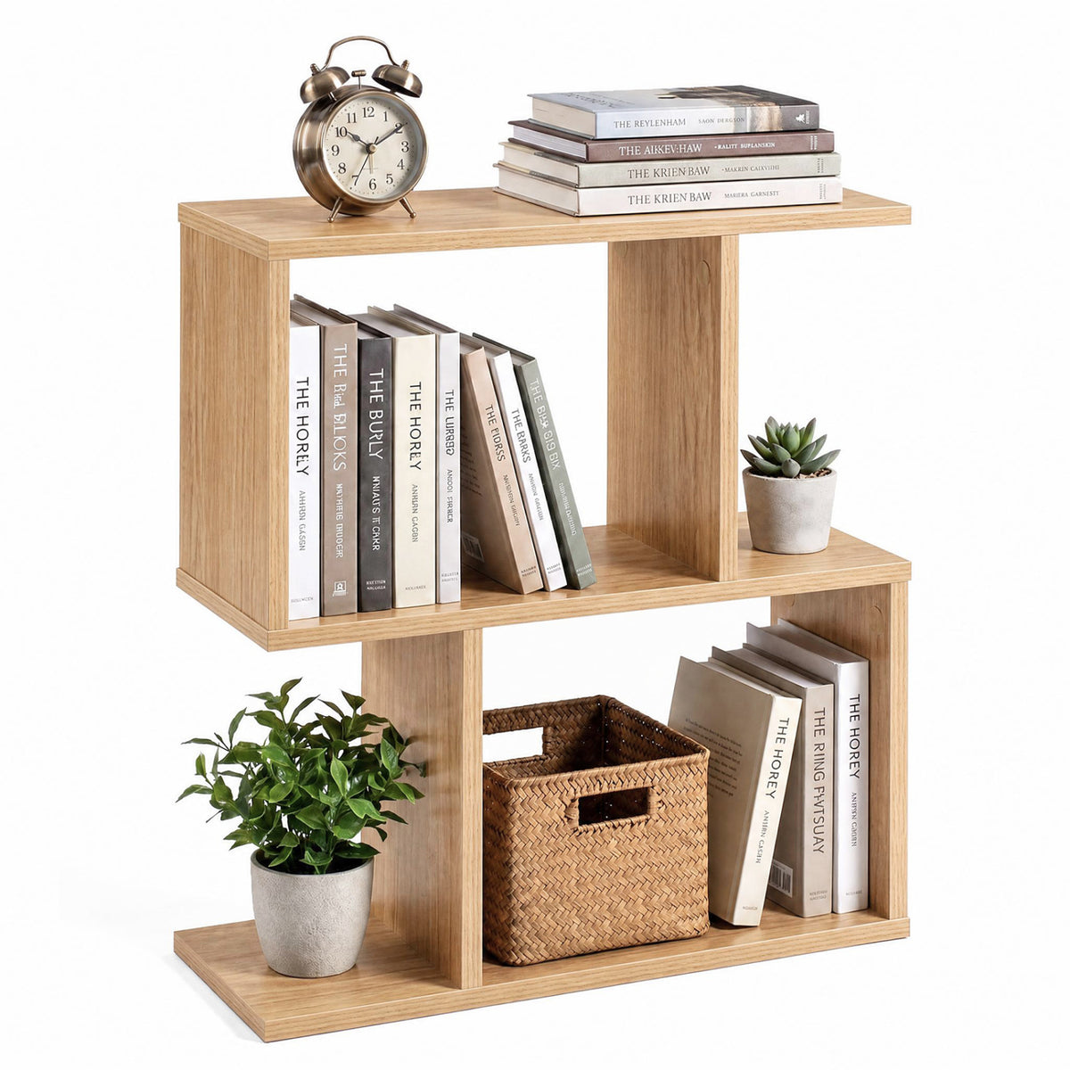 Decorative Storage Shelf Featuring Open Layout and Non-Slip Foot Pads Room Separator-Natural view 4
