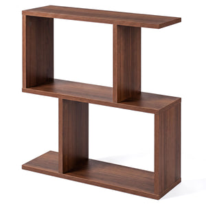 Decorative Storage Shelf Featuring Open Layout and Non-Slip Foot Pads Room Separator-Walnut