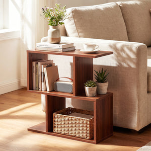 Decorative Storage Shelf Featuring Open Layout and Non-Slip Foot Pads Room Separator-Walnut view 2