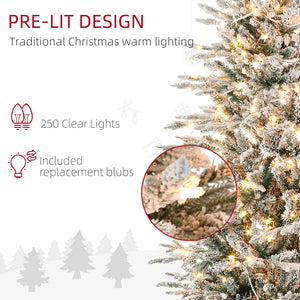 6' Pre Lit Arctic Fir Artificial Flocked Christmas Trees, with Snow Branches, Warm White UL Listed Clear Lights