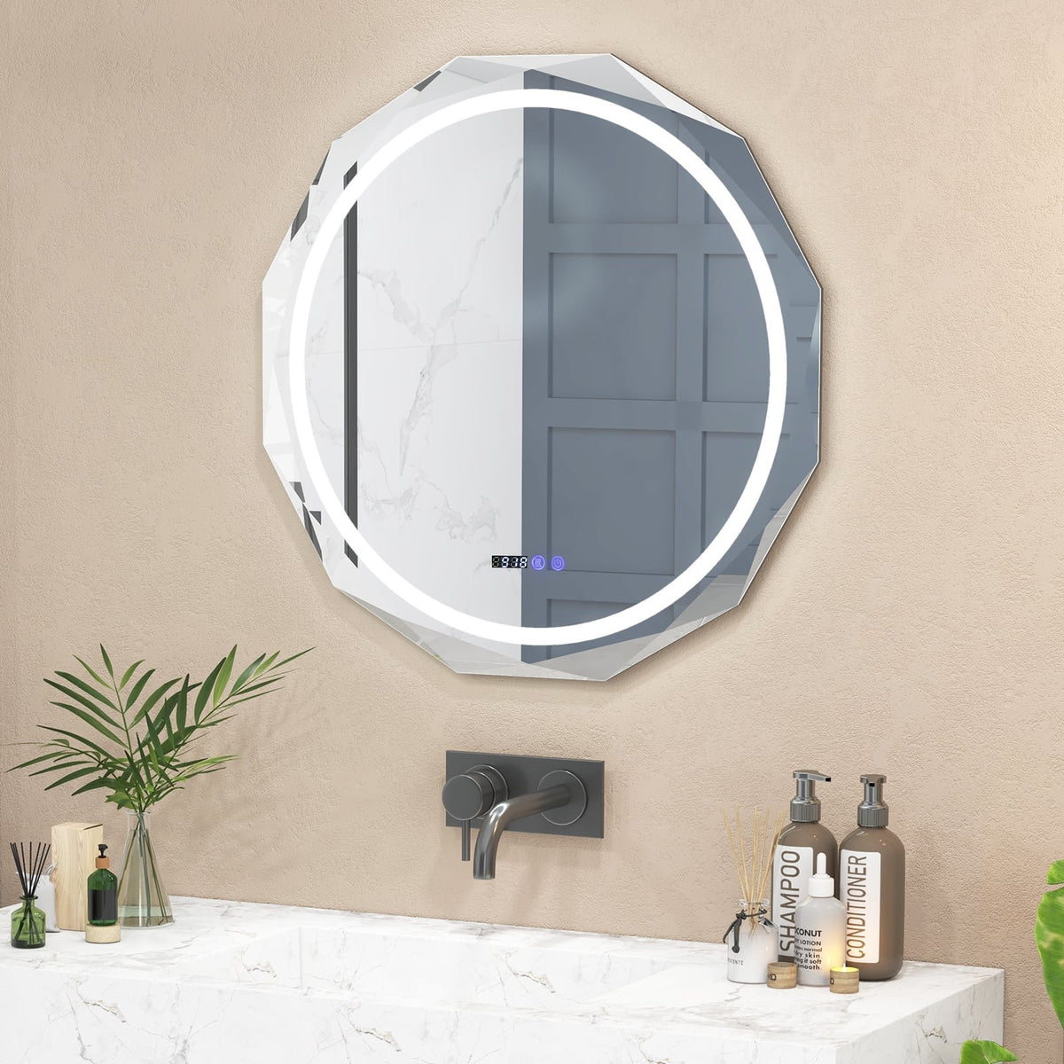 Defogging LED Bathroom Mirror with Stepless 3 Colors Temperature view 2