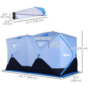 5-8 Person Insulated Ice Fishing Tent Shelter with Ventilation Windows and Carry Bag, for -22℉, Blue