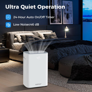 Dehumidifier with Auto Drain or Manual Drainage for Home Basement-White view 2