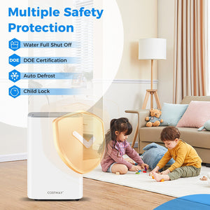 Dehumidifier with Auto Drain or Manual Drainage for Home Basement-White view 4